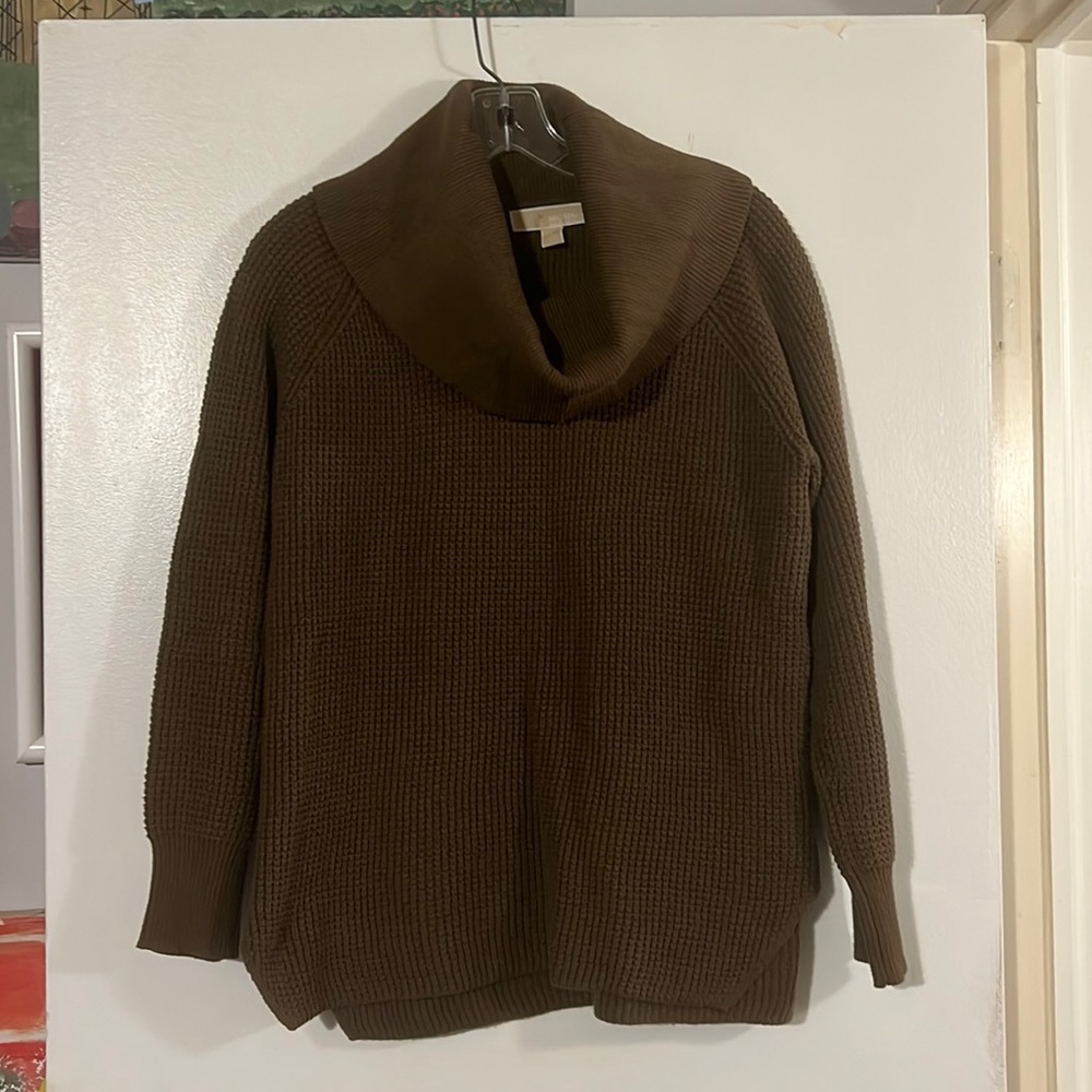 Michael Kors brown cowl neck raglan sleeve sweater